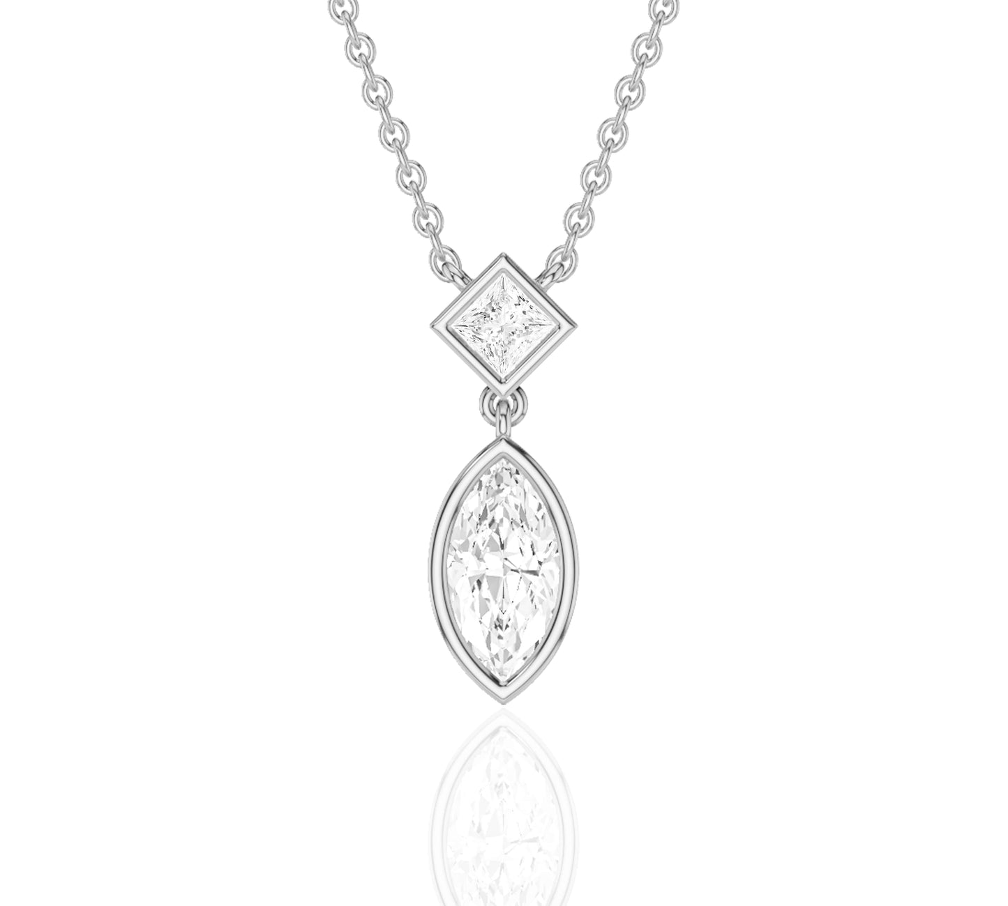 moissanite marquise diamond and gold and necklace