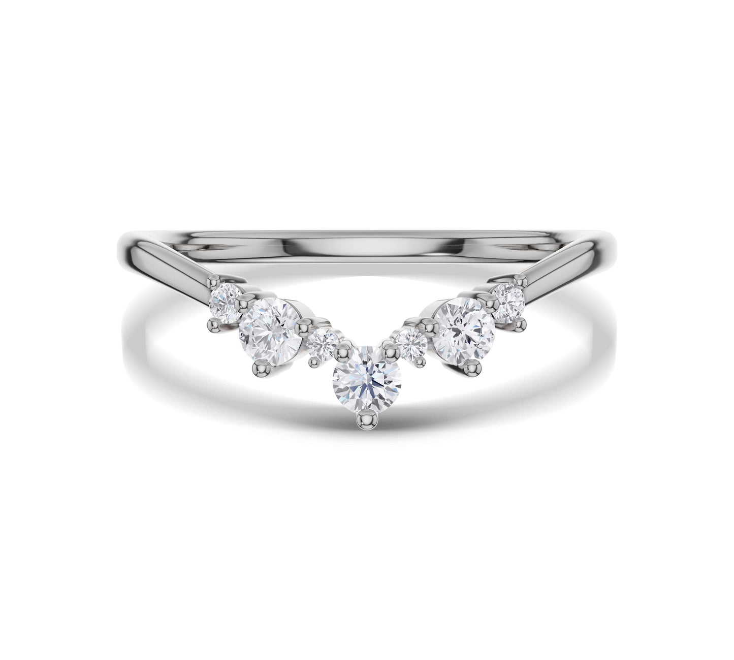 White gold Diamond Curved Wedding Ring