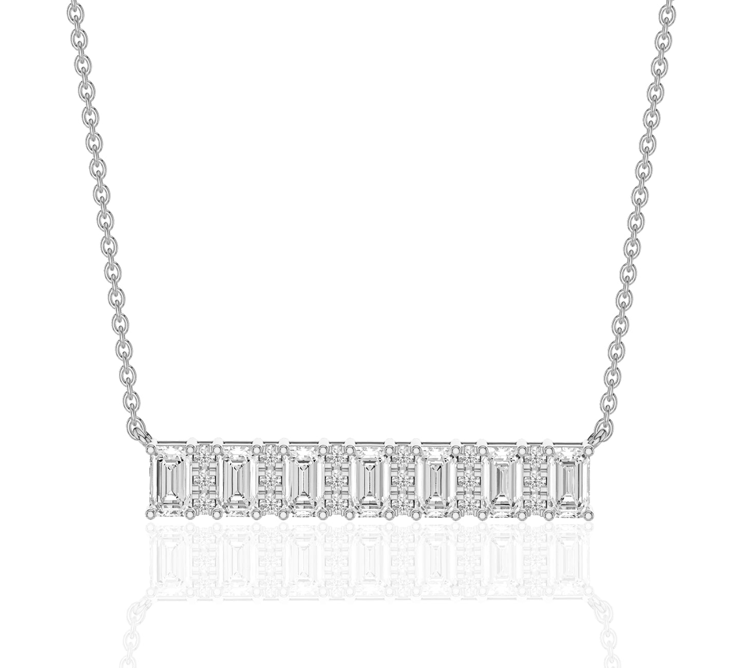 Fashion-forward emerald diamond bar necklace