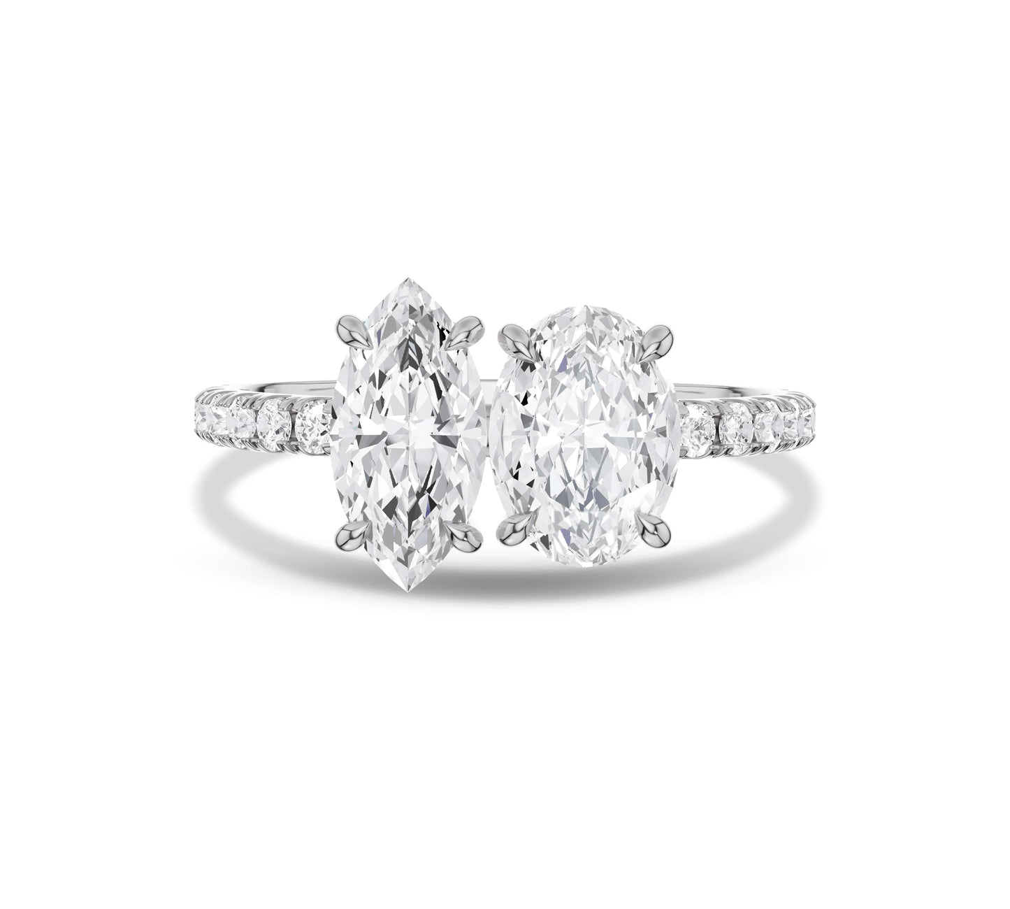toi et moi rings in white gold