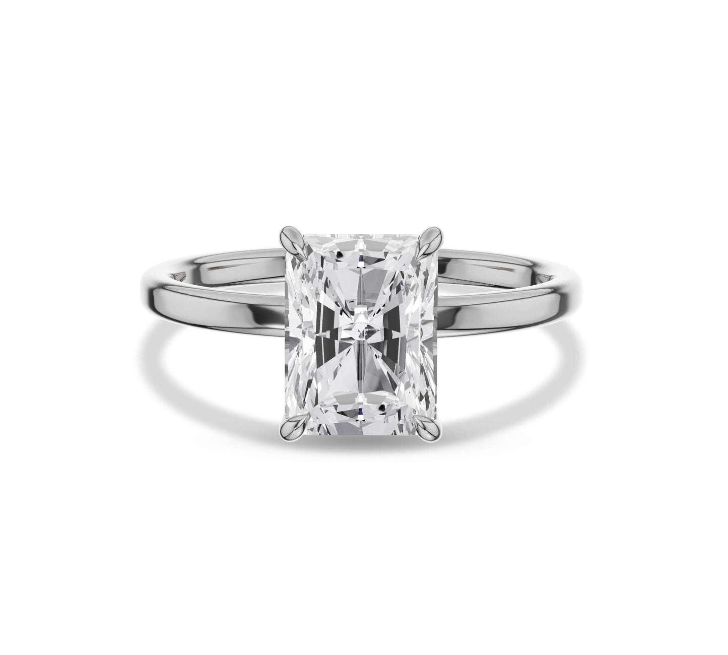 Statement radiant cut diamond with classic setting