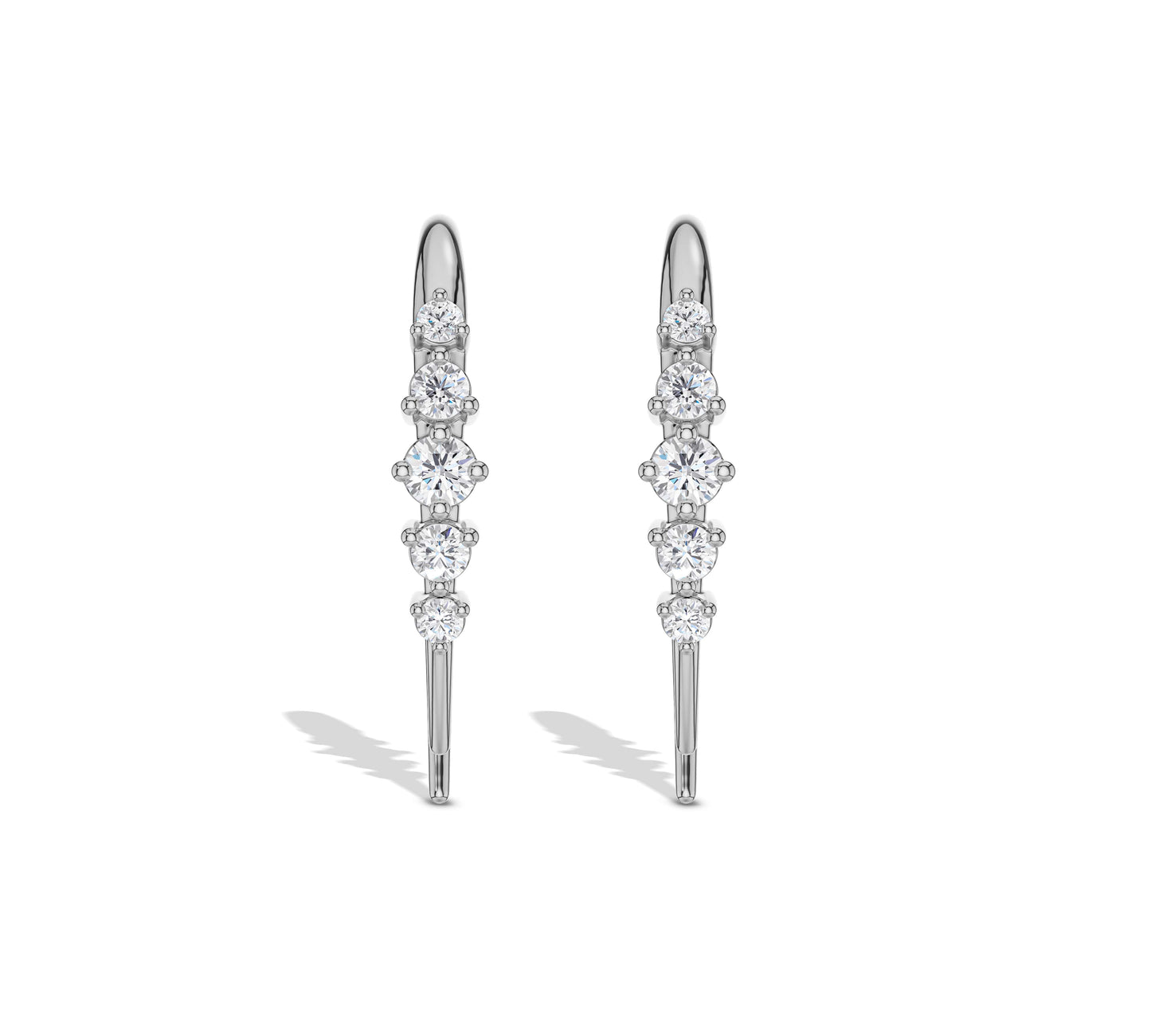 Sleek white gold hook earrings with diamonds