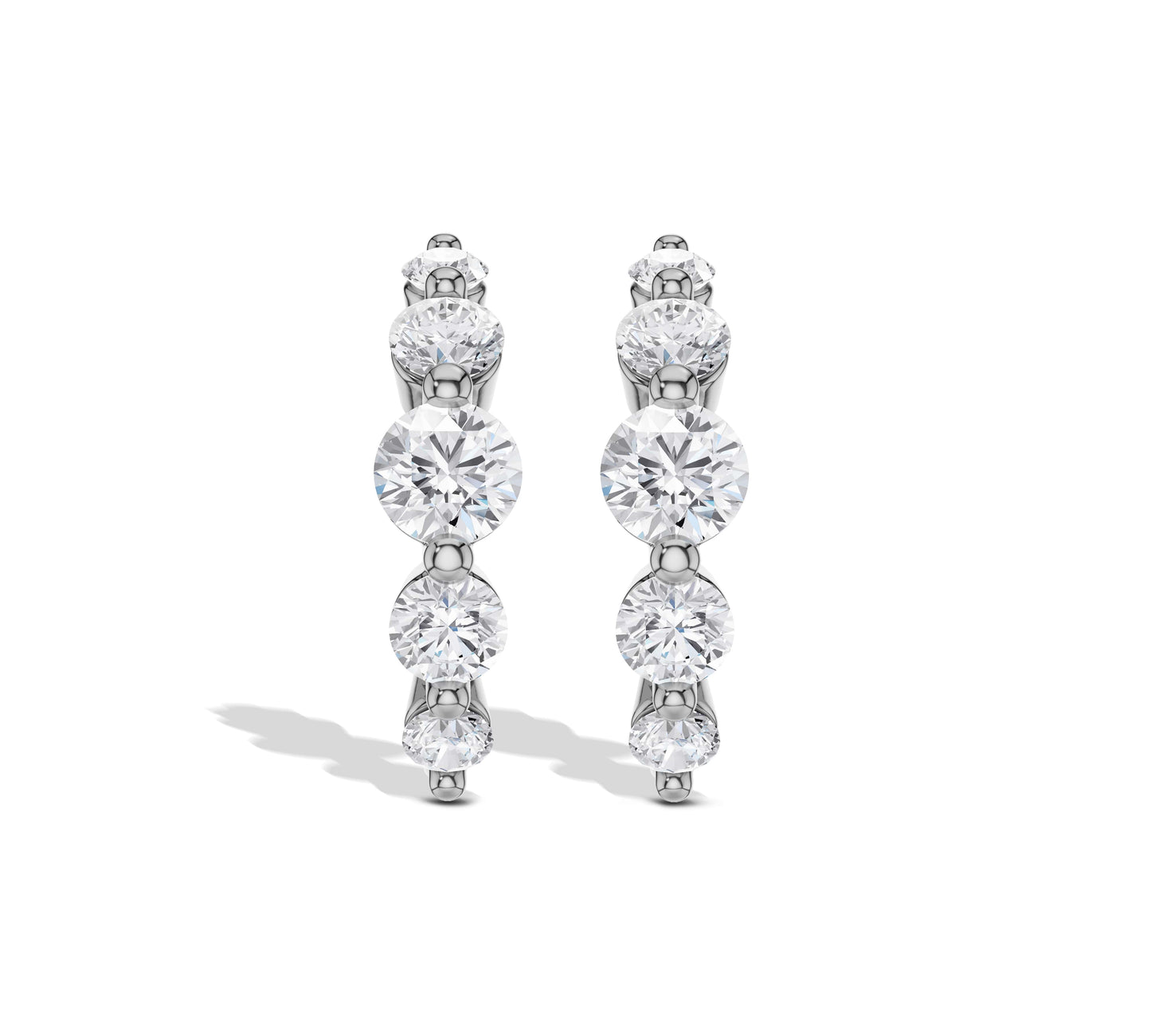 Rose gold graduated diamond curve hoop earrings