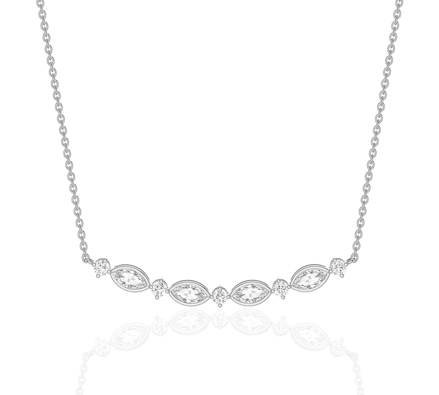 14K rose gold necklace with alternating diamond cuts