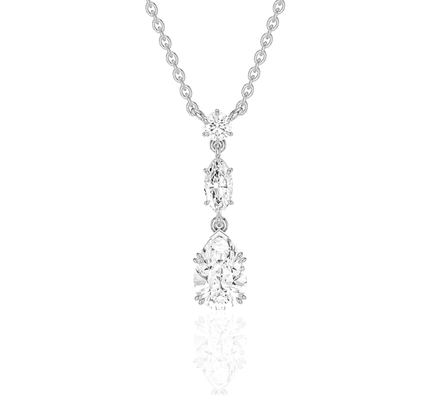 Dainty necklace with round-cut diamonds in a vertical layout