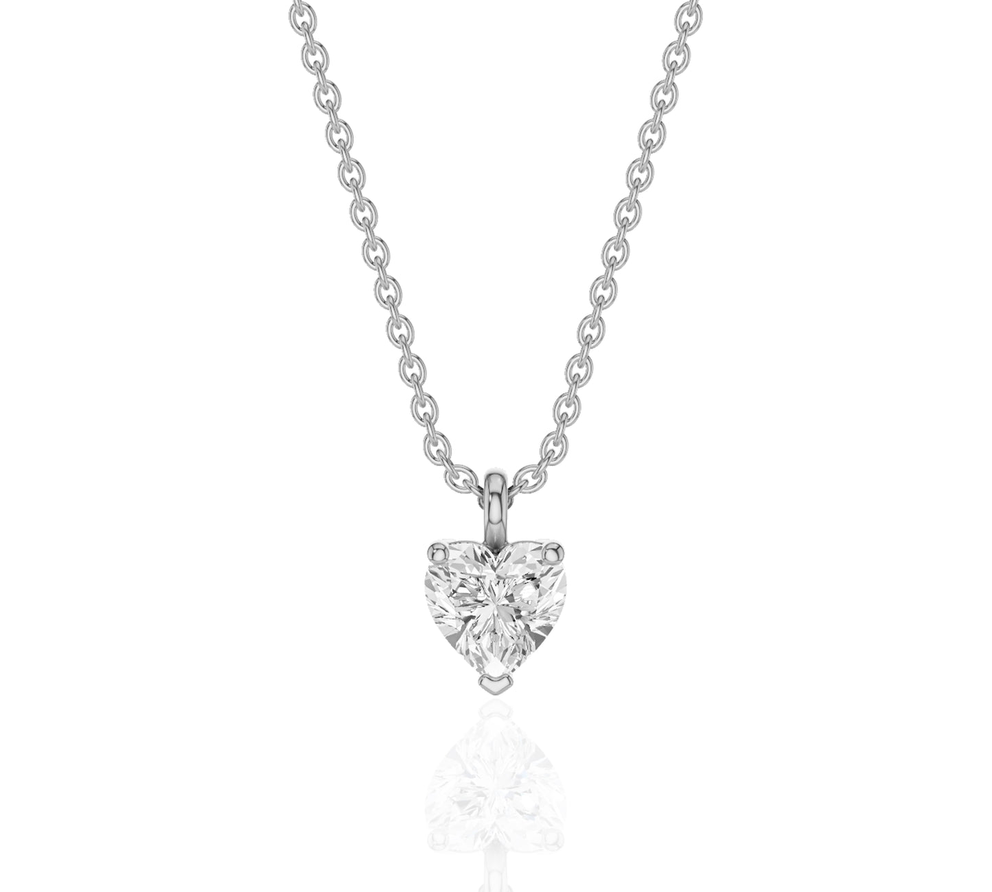 Heart Diamond Pendant Necklace Gold Solitaire