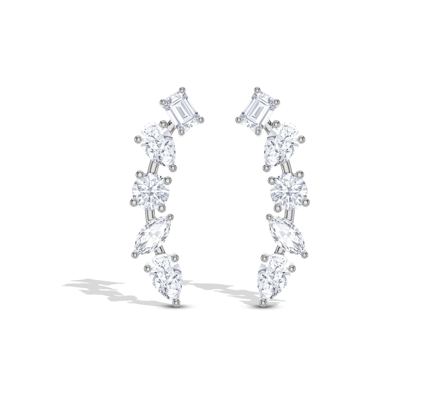 Baguette and marquise diamond studs with gold setting