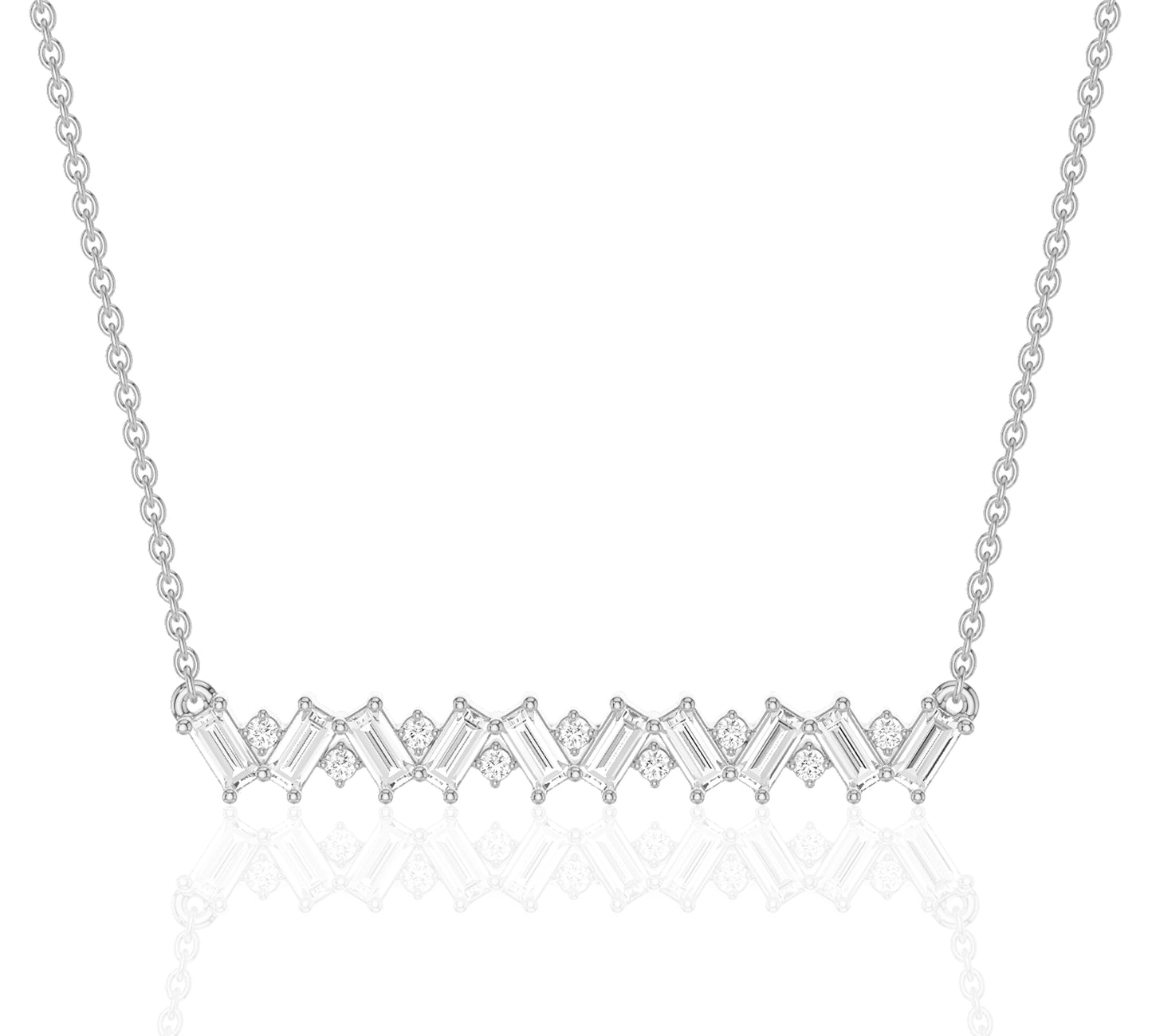 Sparkling white gold necklace with linear diamond arrangement