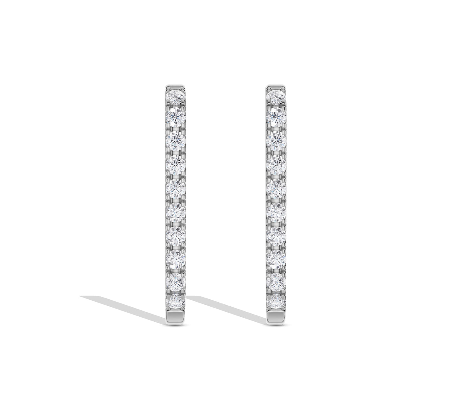Dainty rectangular hoop earrings with diamonds