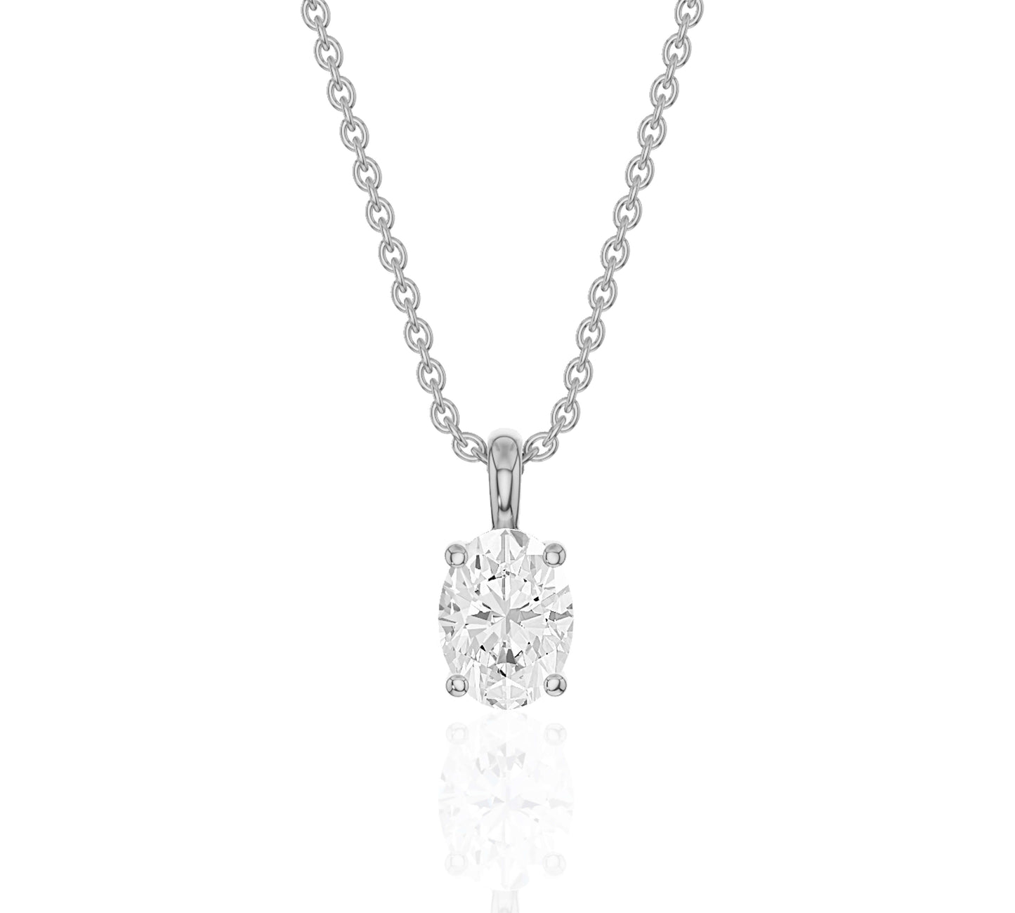 lab grown solitaire necklace with oval pendant