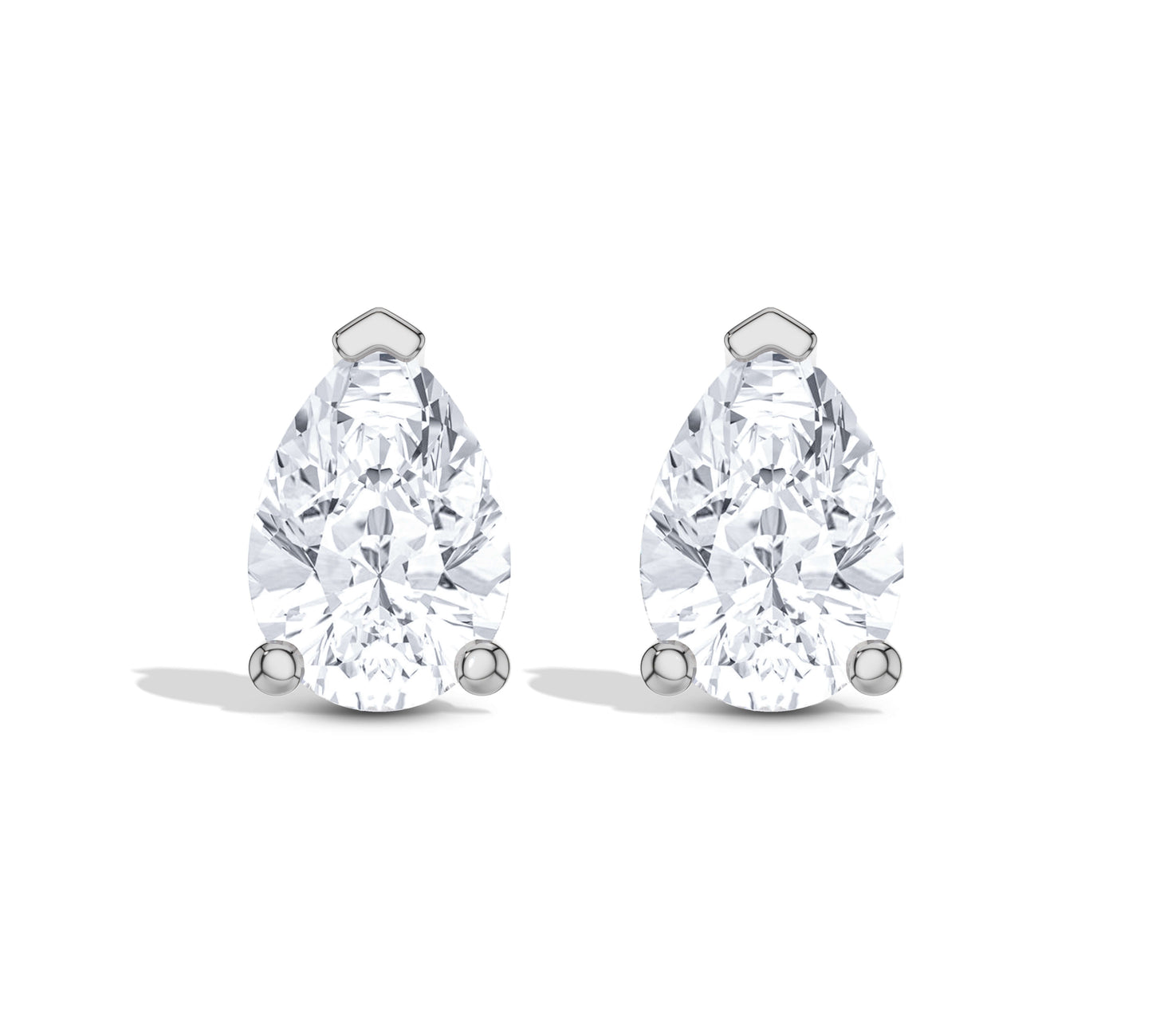 white gold stud earrings with pear stones