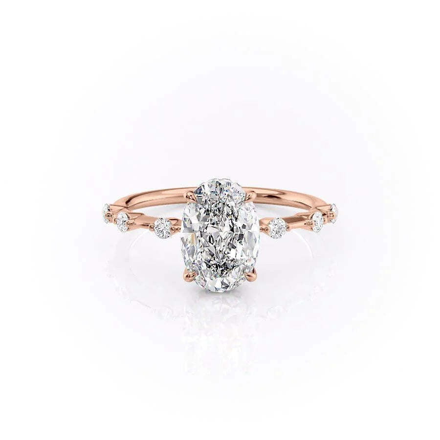 2.0Ct Oval Cut Diamond Hidden Halo Engagement Ring