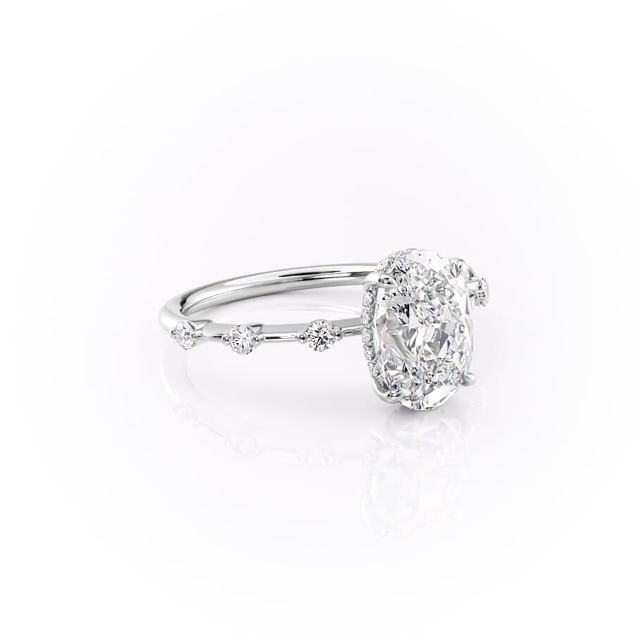 2.0Ct Oval Cut Diamond Hidden Halo Engagement Ring