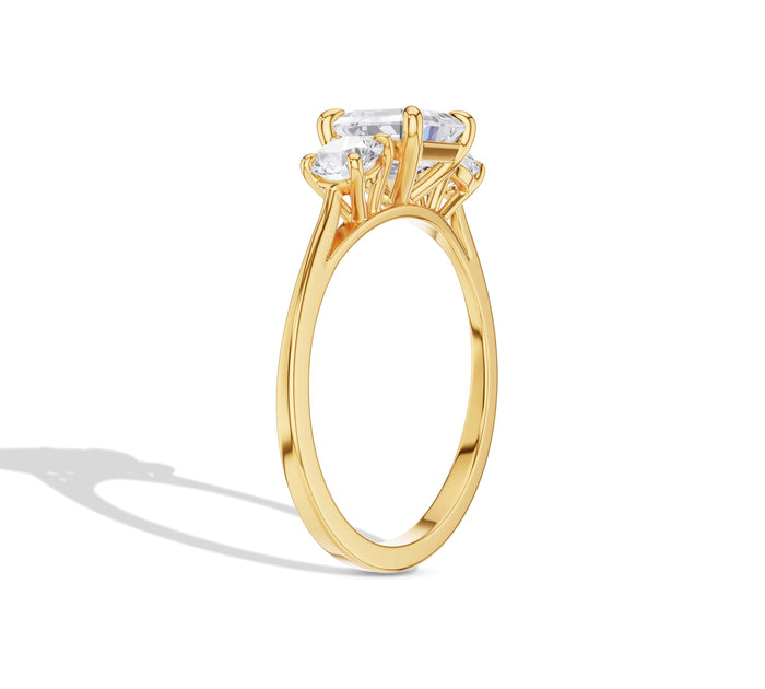 Asscher and Round Side Stone Engagement Ring