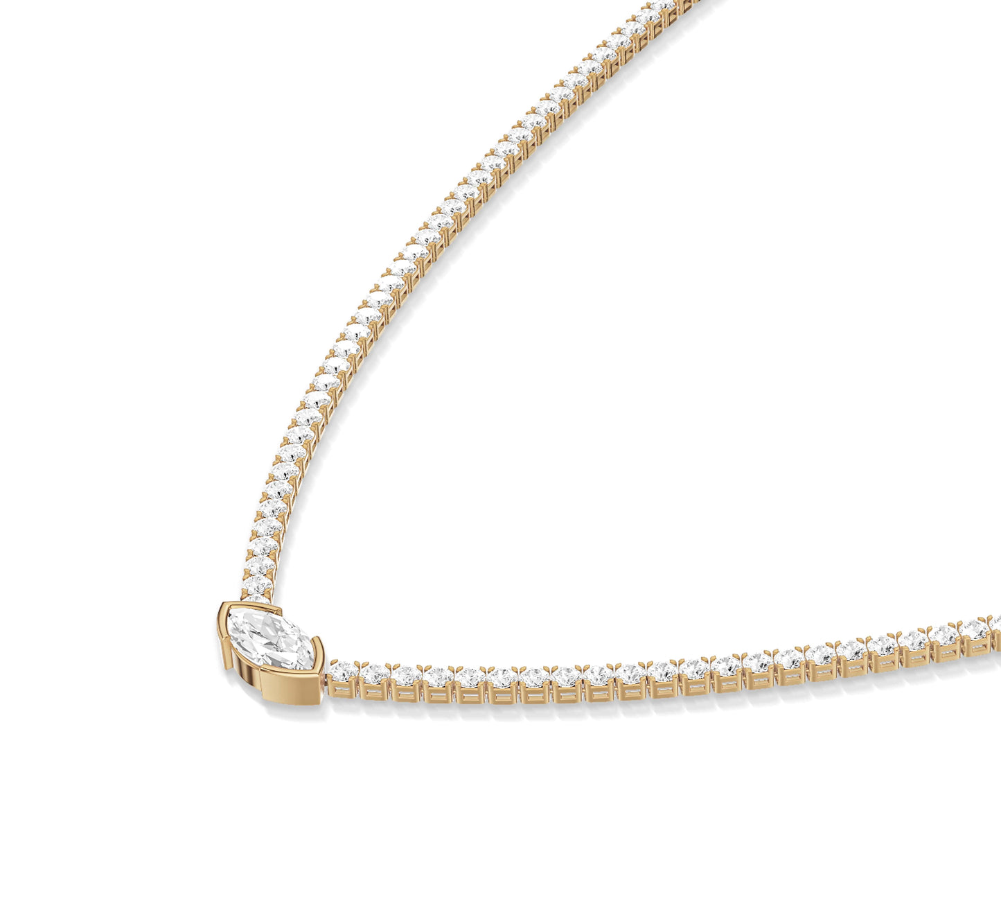 yellow gold diamond tennis necklace
