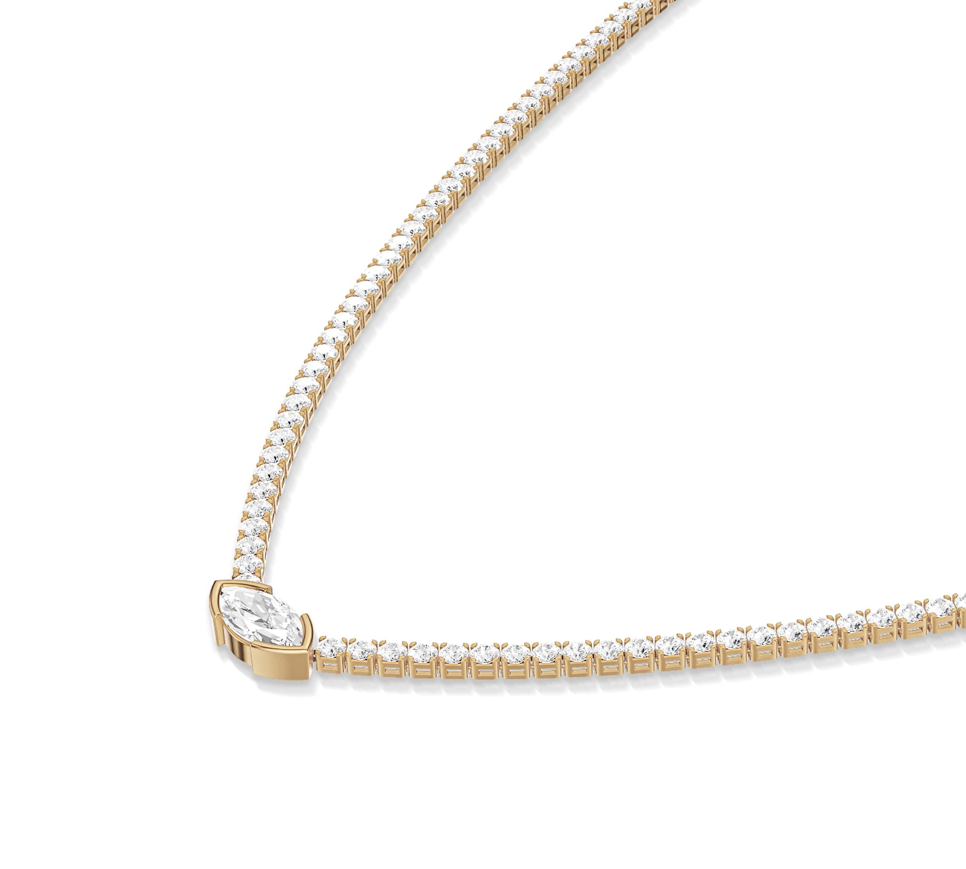 yellow gold diamond tennis necklace