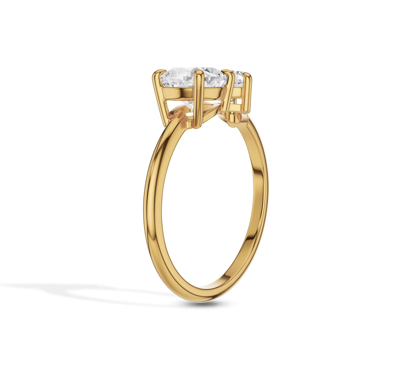 Cushion and Heart Diamond toi et moi Ring