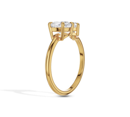 Cushion and Heart Diamond toi et moi Ring