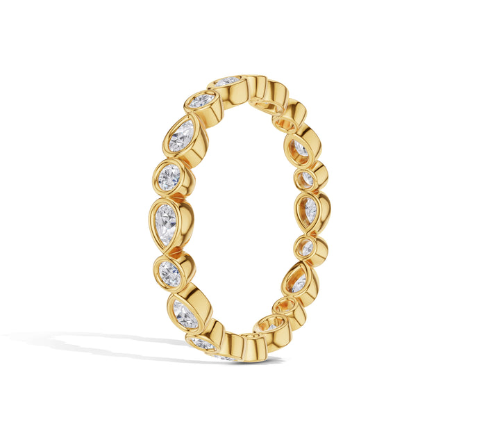 Bezel Set Round and Pear Diamond Eternity Band