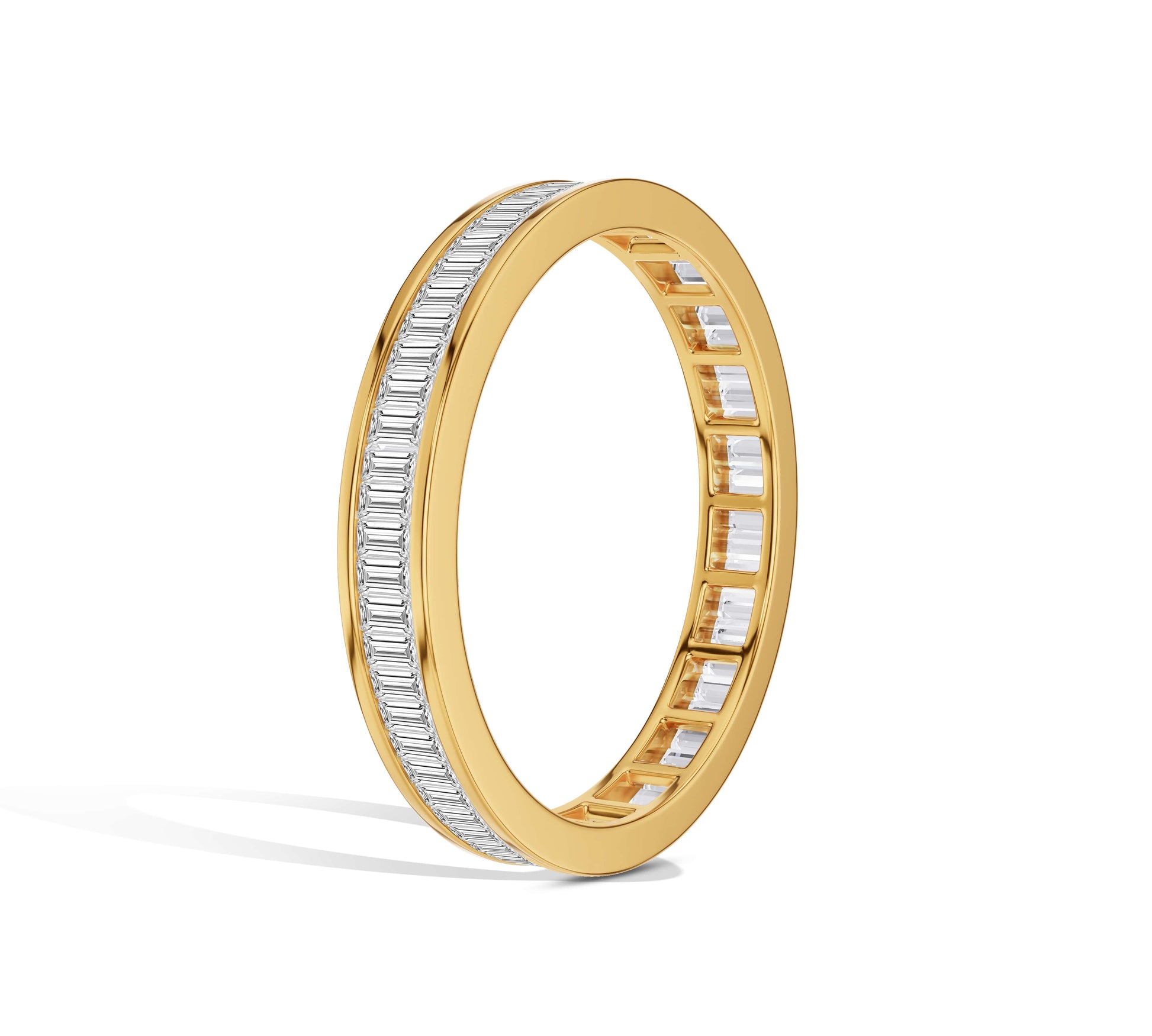 Baguette diamonds in sleek channel setting