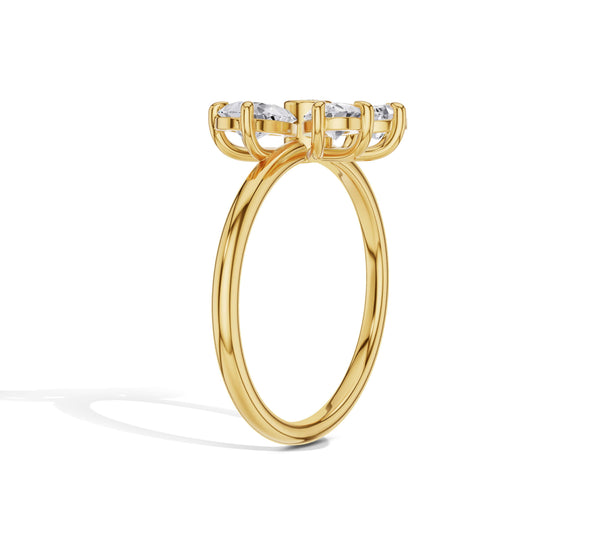 Floral Diamond Ring with Pear Cut Petals