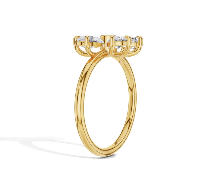 Floral Diamond Ring with Pear Cut Petals
