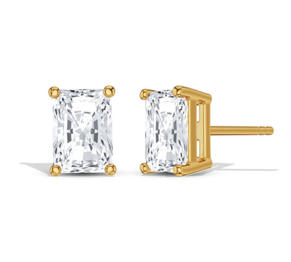 Radiant diamond earrings gold setting