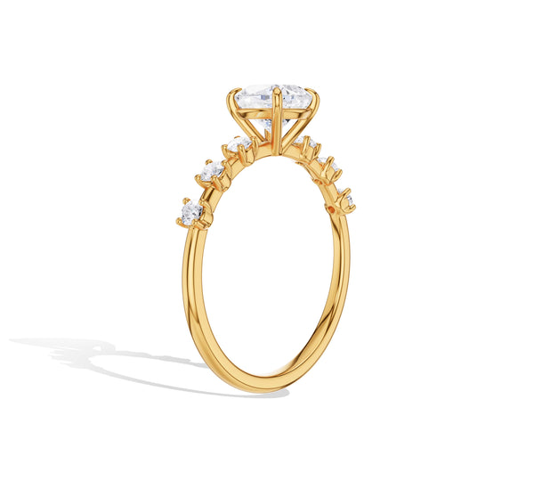 Cushion Cut Diamond with Space Side Stone Ring