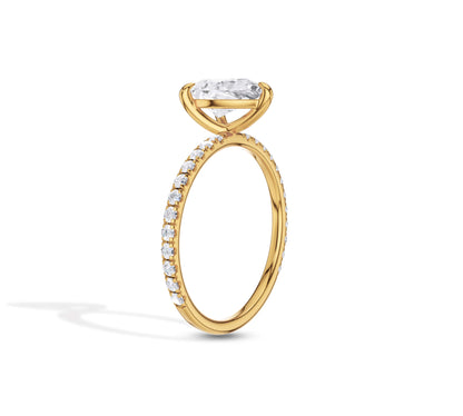 Elegant yellow gold pavé band engagement ring