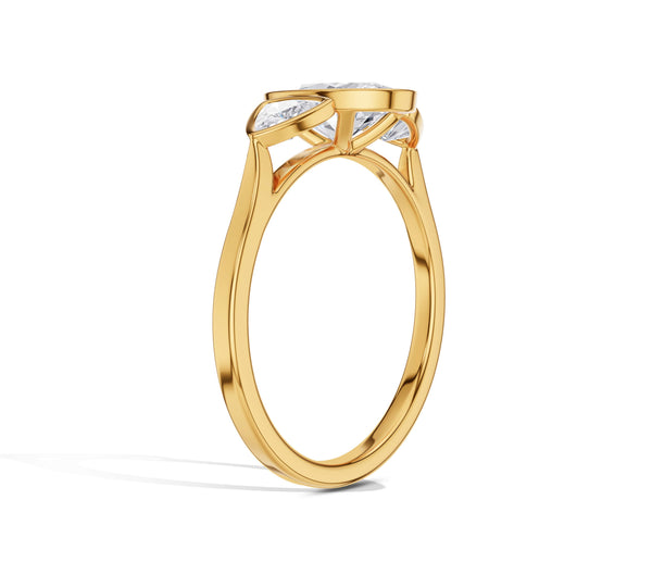 Oval Diamond Ring with Trillion Side Stones