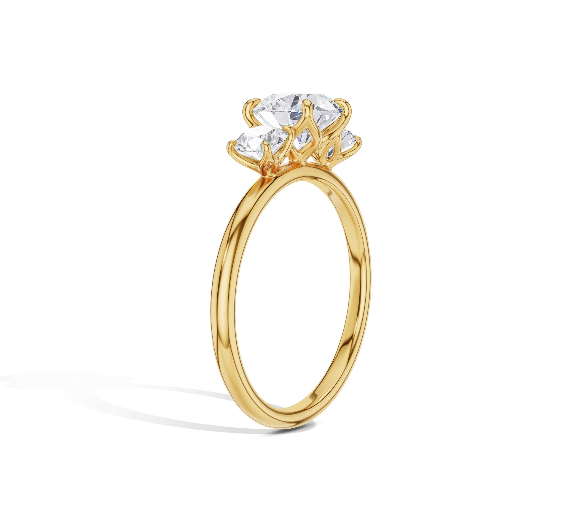 Round cut diamond trio ring