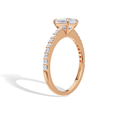 side stone ring with pave engagement band
