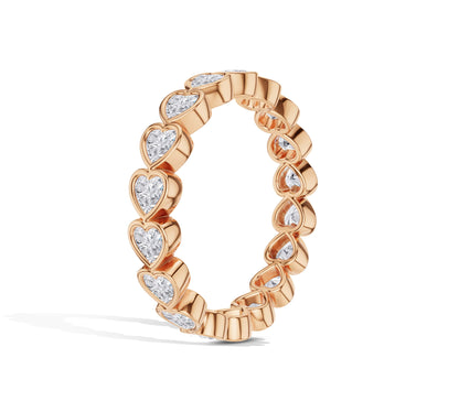 Rose gold full circle eternity band with heart diamonds