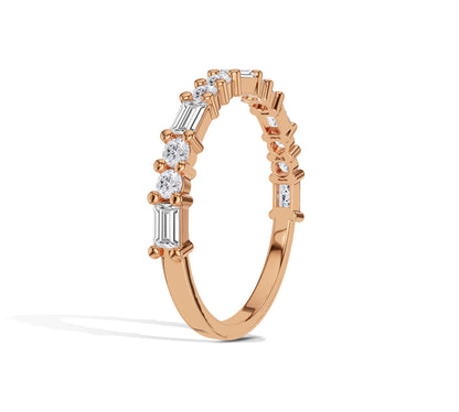 White Gold Round and Baguette Diamond Band