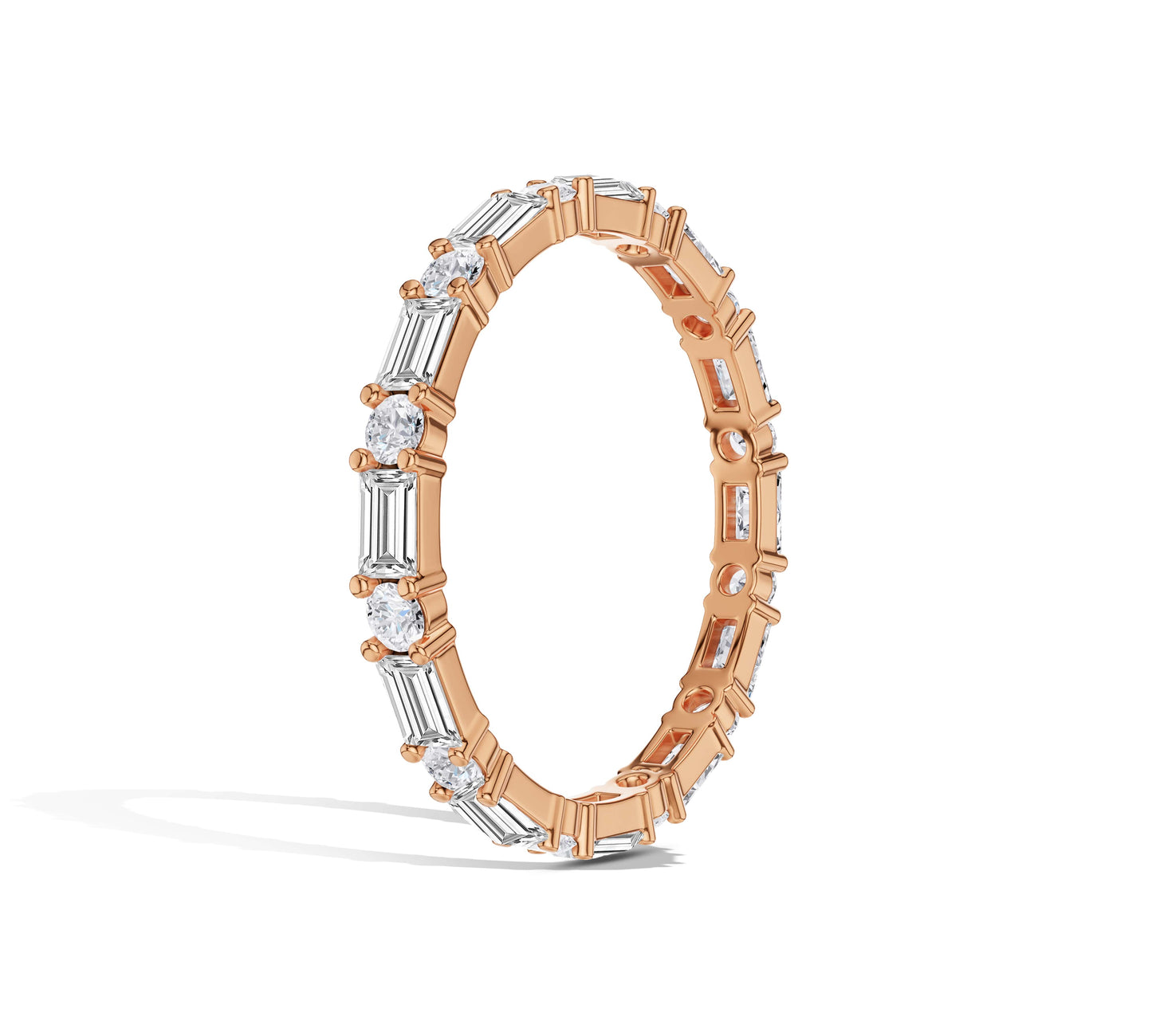 round and baguette diamond band