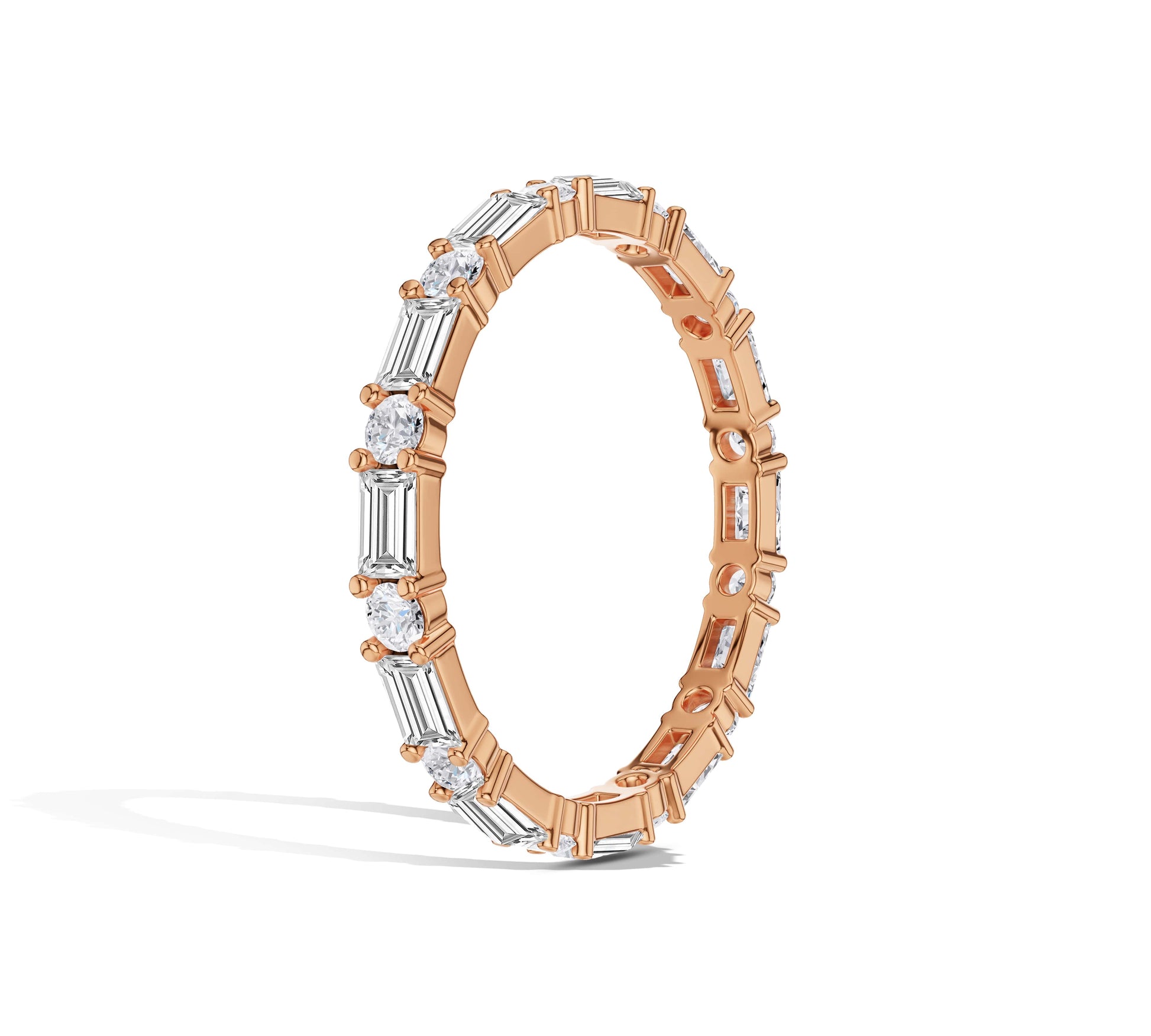 round and baguette diamond band