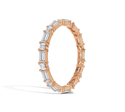 round and baguette diamond band