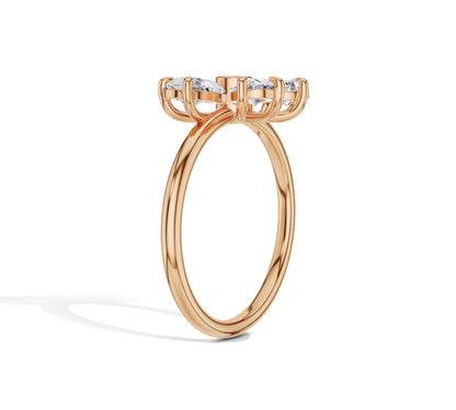 Elegant floral ring with white diamonds
