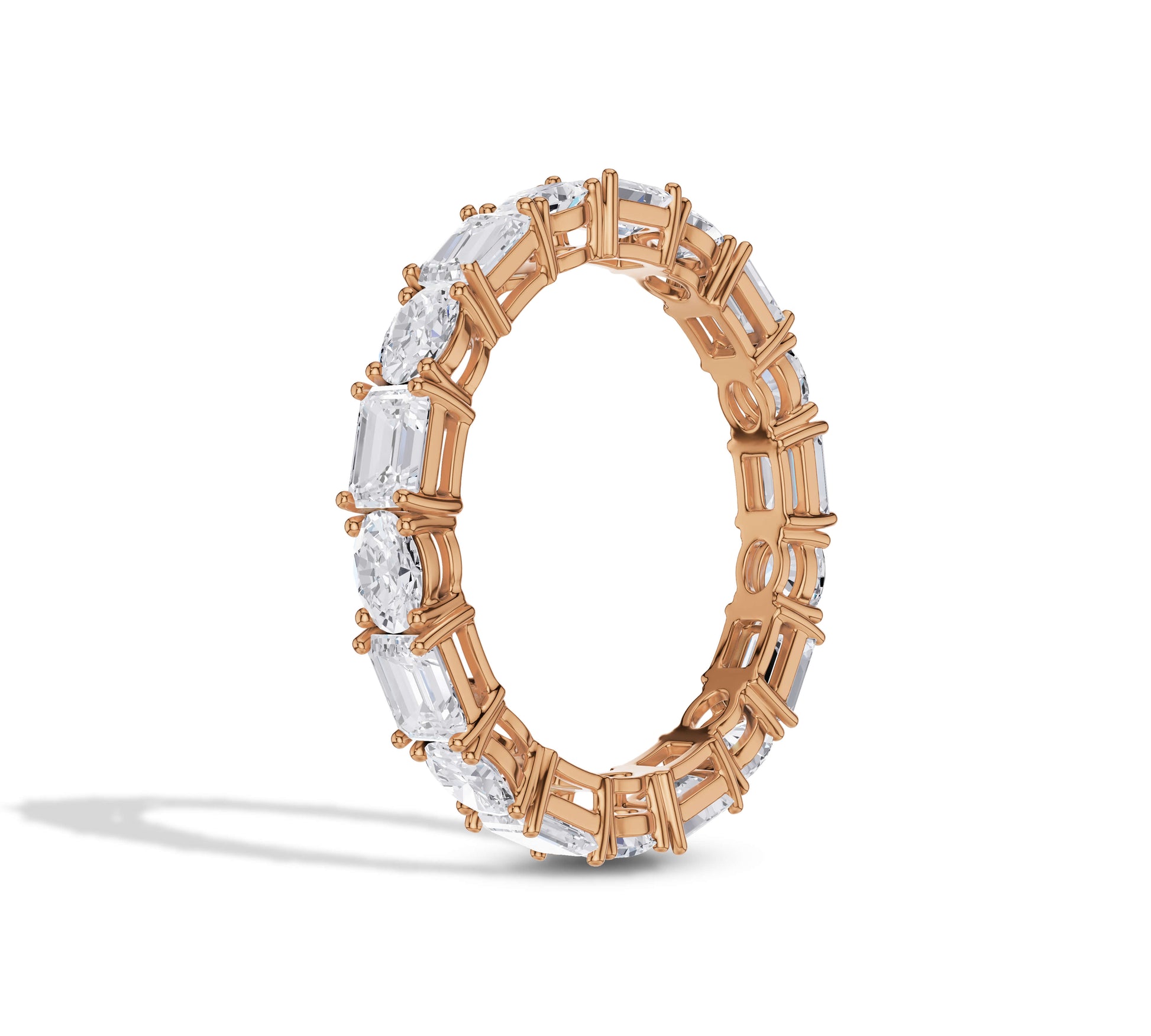 Luxury jewelry eternity band with blend of cuts