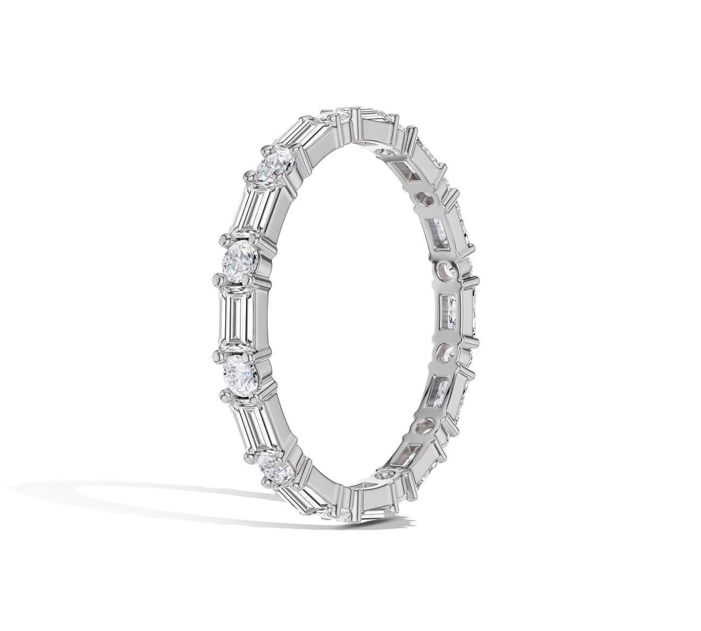 baguette and round diamond band