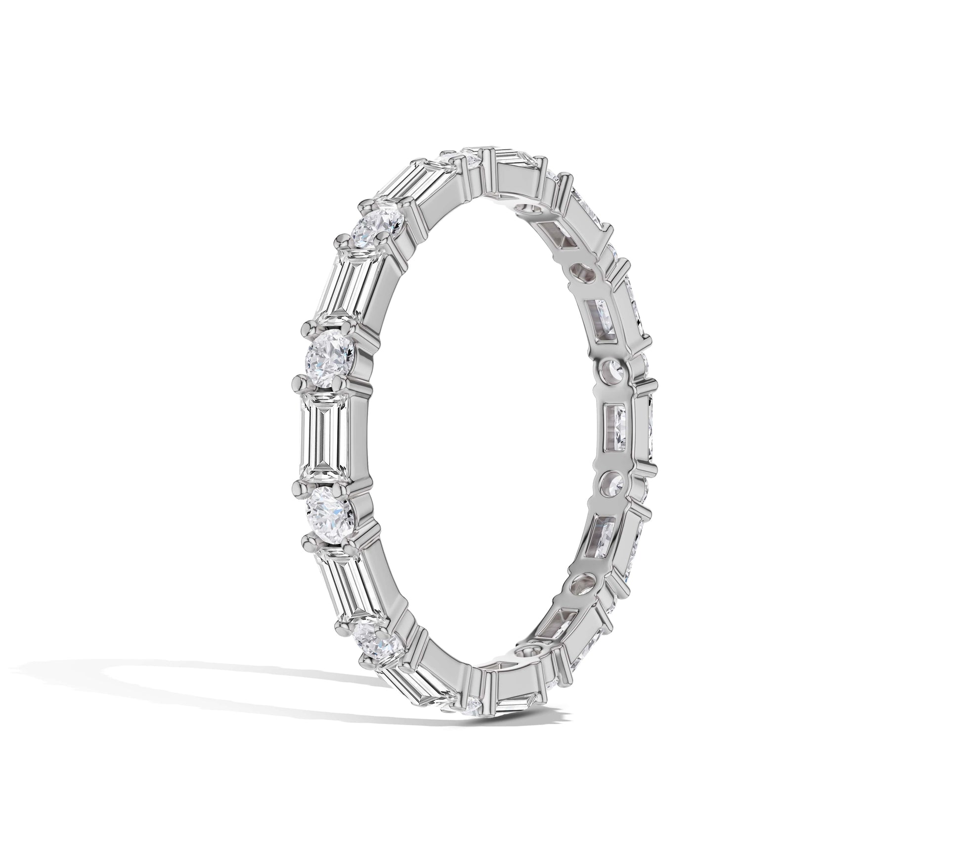 baguette and round diamond band