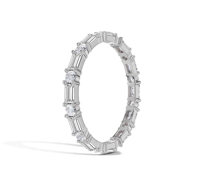 baguette and round diamond band