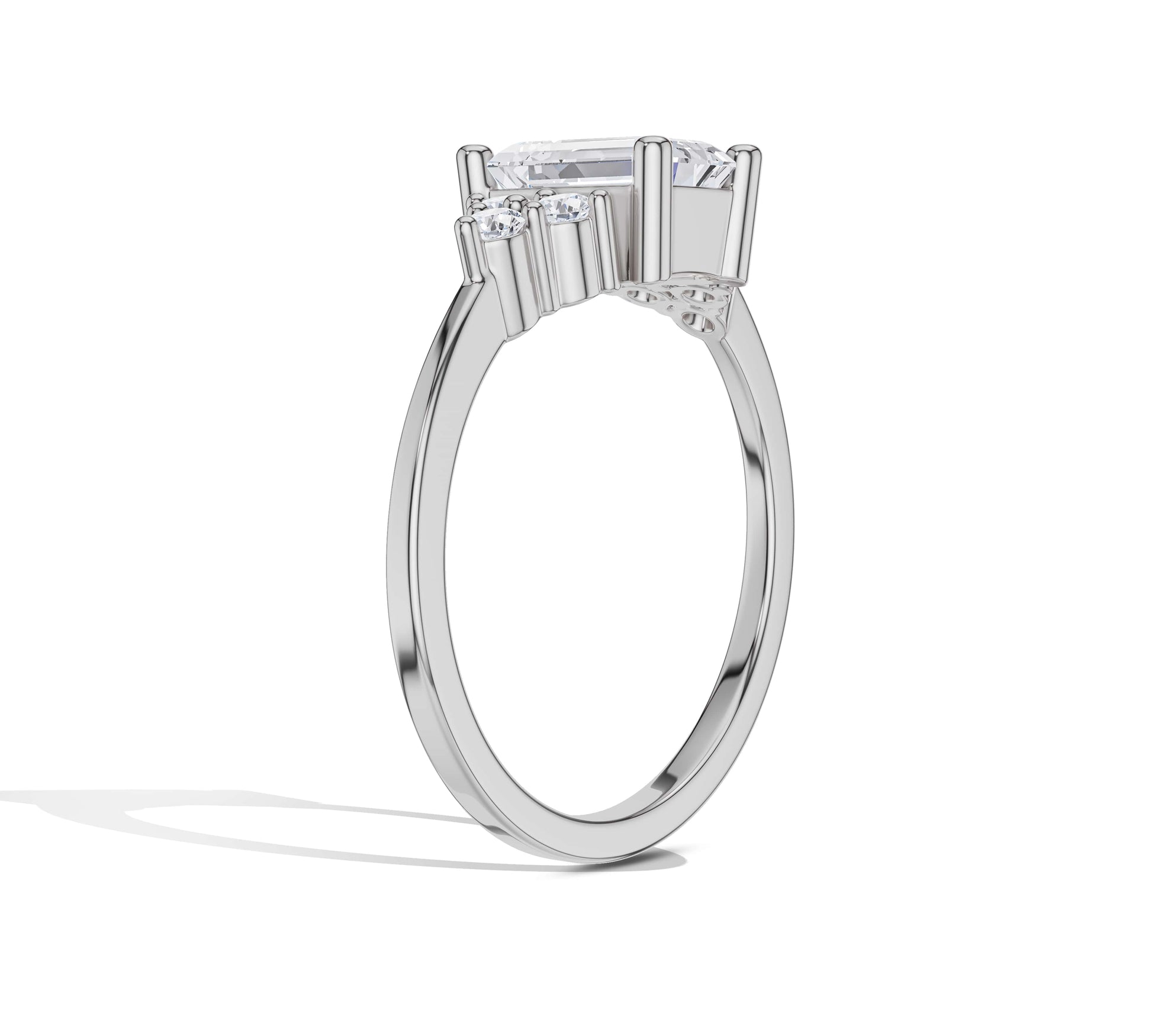 Nature style emerald cut ring