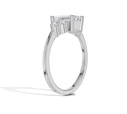 Nature style emerald cut ring