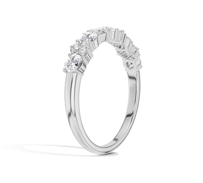 half ternity band with round and baguette diamond