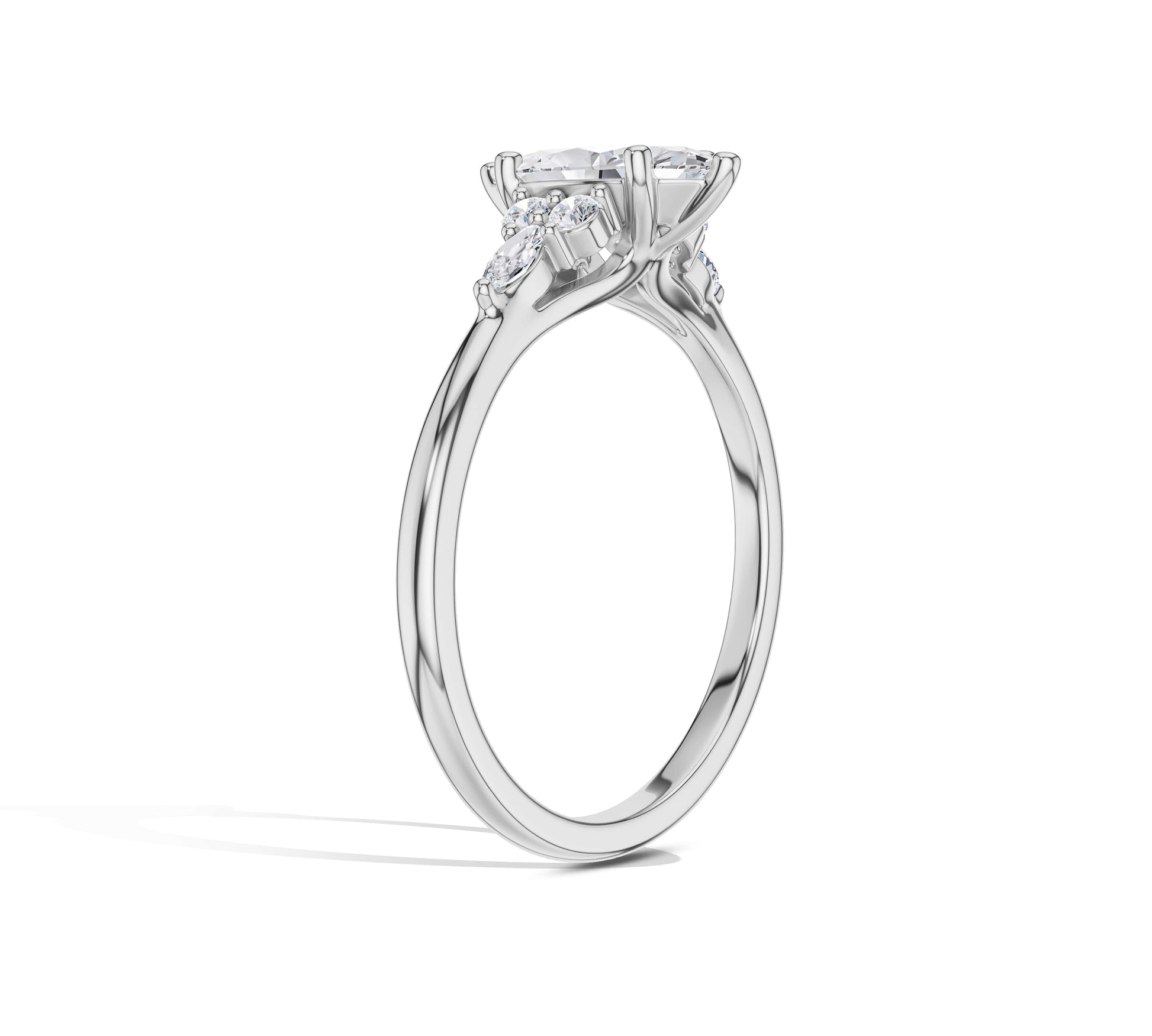 Elegant white gold ring with marquise center