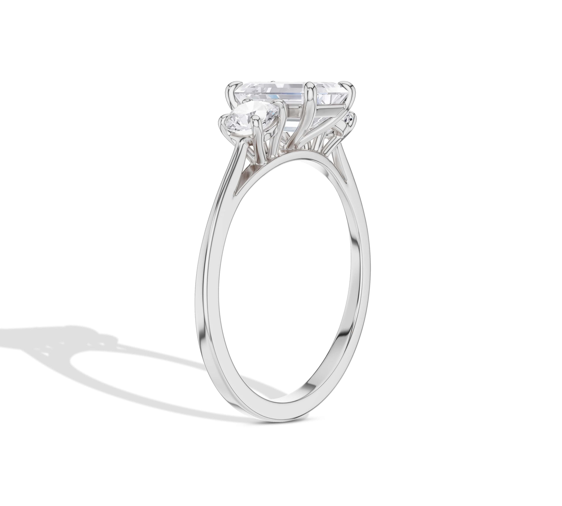 emerald diamond three stone diamond ring