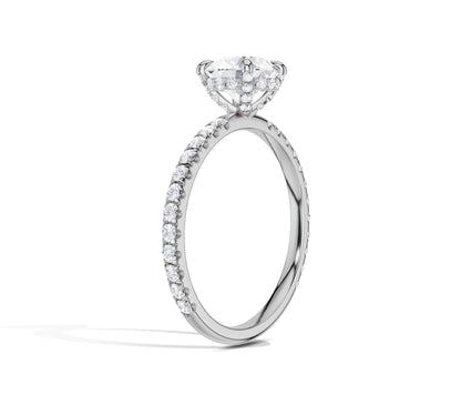 Elevated round diamond ring with modern gold setting