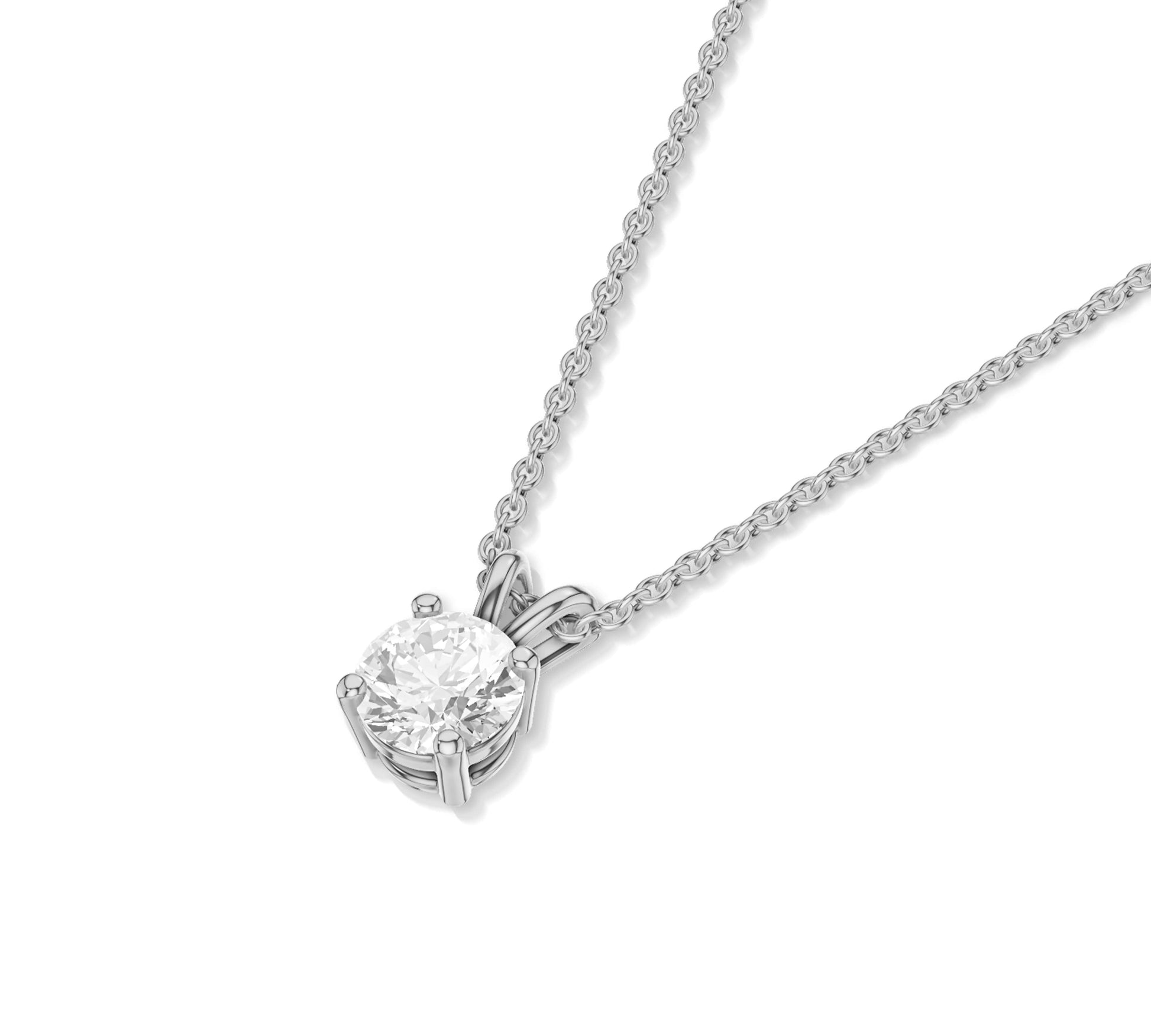four prong round diamond solitaire necklace