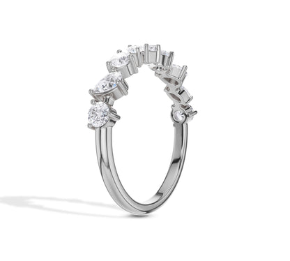 Alternating shape white gold eternity band with round and marquise stones